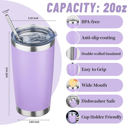 20 oz Tumbler with Lids and Straws, Stainless Steel Insulated Travel Coffee Mug, Double Wall Vacuum Insulated Tumblers, Powder Coated Coffee Tumbler for Cold & Hot Drinks (Green Tea)