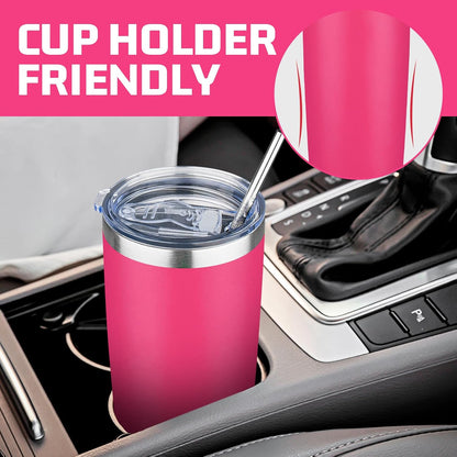 20 oz Tumbler with Lids and Straws, Stainless Steel Insulated Travel Coffee Mug, Double Wall Vacuum Insulated Tumblers, Powder Coated Coffee Tumbler for Cold & Hot Drinks (Green Tea)