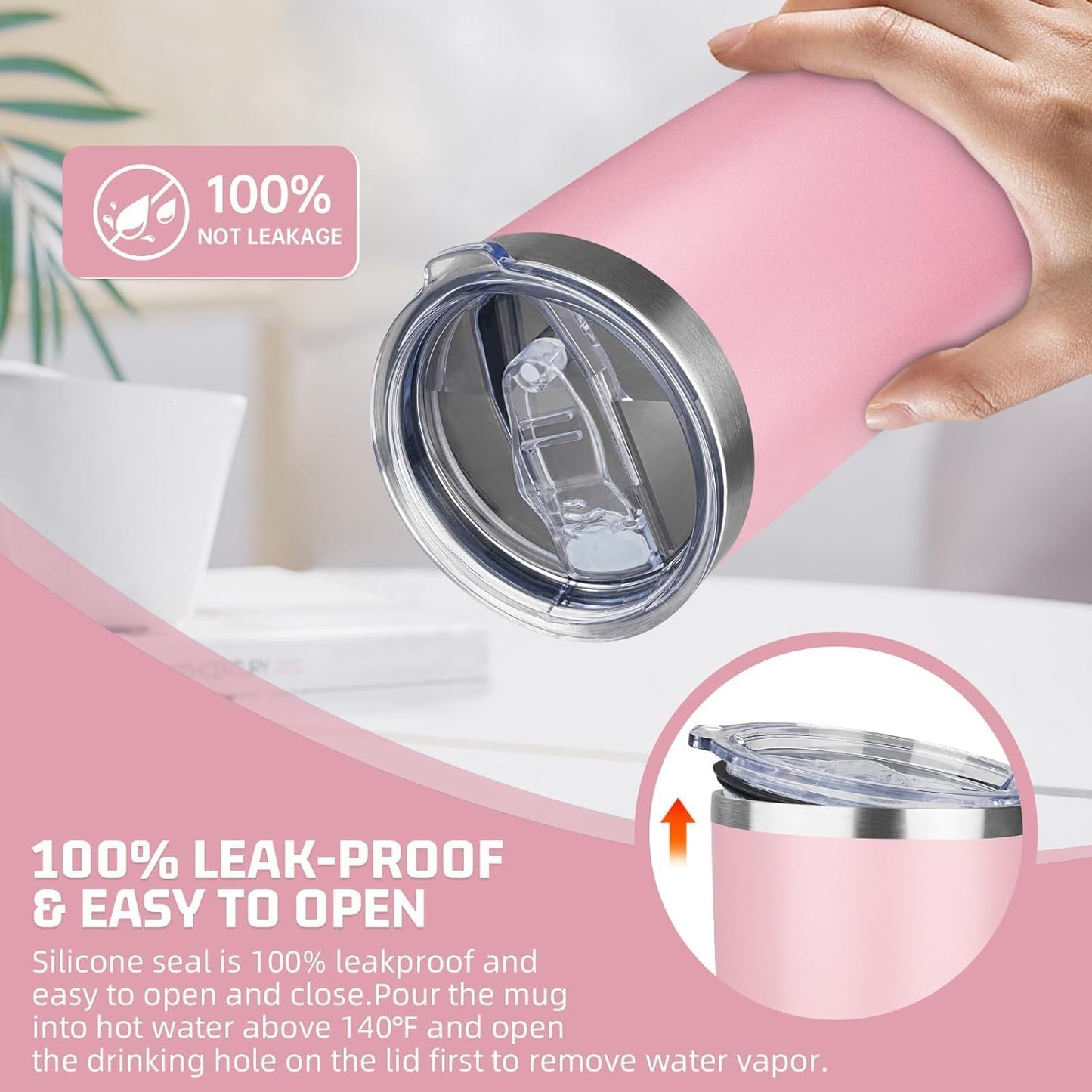 20 oz Tumbler with Lids and Straws, Stainless Steel Insulated Travel Coffee Mug, Double Wall Vacuum Insulated Tumblers, Powder Coated Coffee Tumbler for Cold & Hot Drinks (Green Tea)