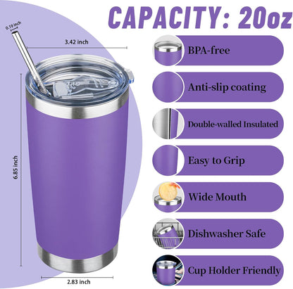 20 oz Tumbler with Lids and Straws, Stainless Steel Insulated Travel Coffee Mug, Double Wall Vacuum Insulated Tumblers, Powder Coated Coffee Tumbler for Cold & Hot Drinks (Green Tea)