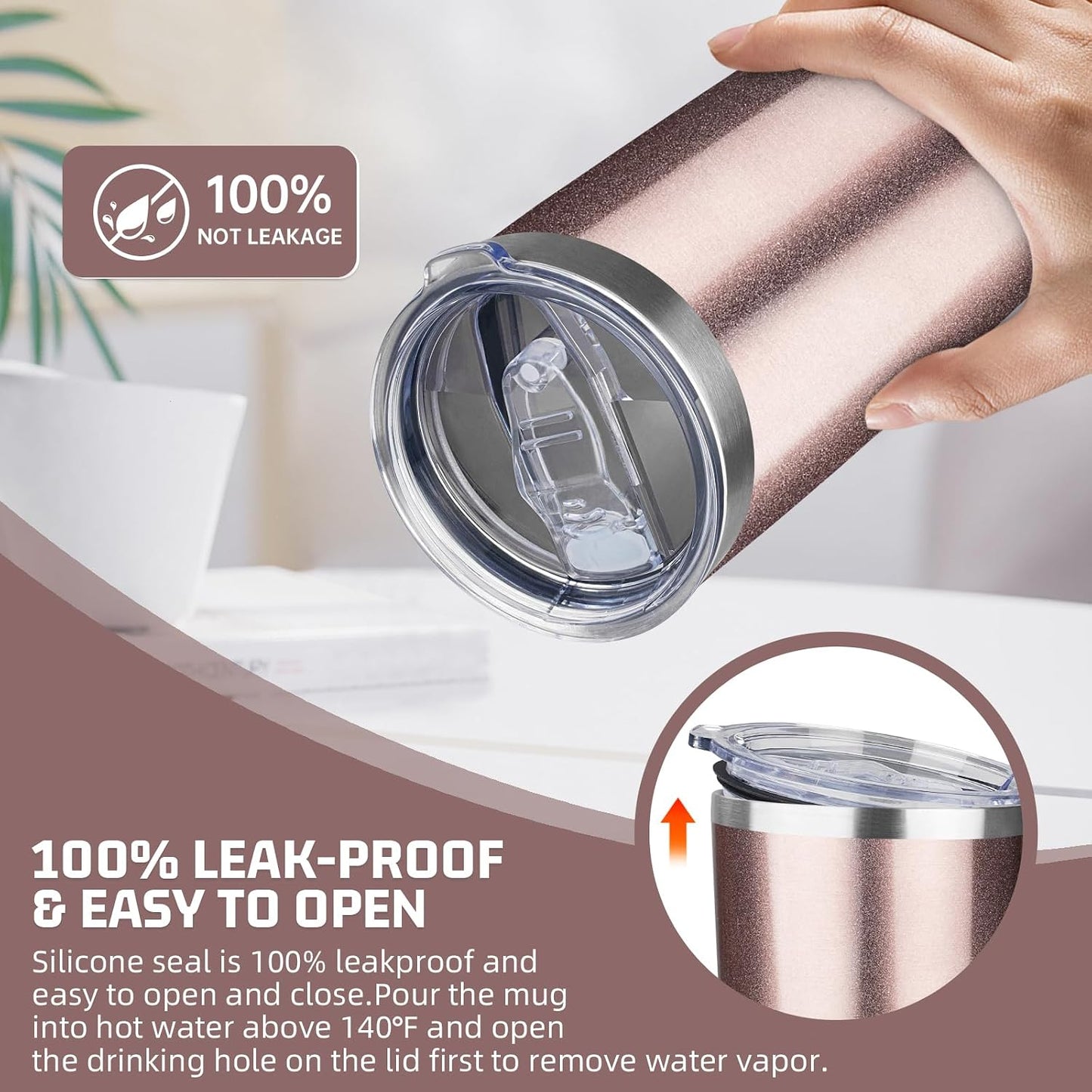 20 oz Tumbler with Lids and Straws, Stainless Steel Insulated Travel Coffee Mug, Double Wall Vacuum Insulated Tumblers, Powder Coated Coffee Tumbler for Cold & Hot Drinks (Green Tea)