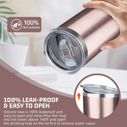 20 oz Tumbler with Lids and Straws, Stainless Steel Insulated Travel Coffee Mug, Double Wall Vacuum Insulated Tumblers, Powder Coated Coffee Tumbler for Cold & Hot Drinks (Green Tea)