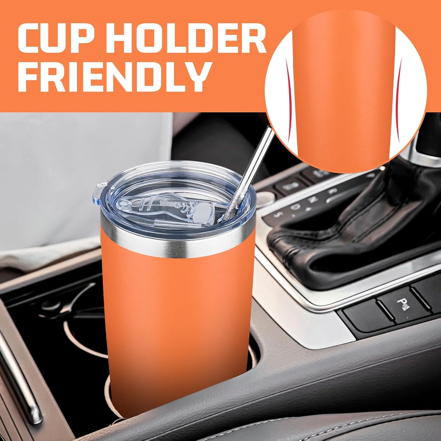 20 oz Tumbler with Lids and Straws, Stainless Steel Insulated Travel Coffee Mug, Double Wall Vacuum Insulated Tumblers, Powder Coated Coffee Tumbler for Cold & Hot Drinks (Green Tea)