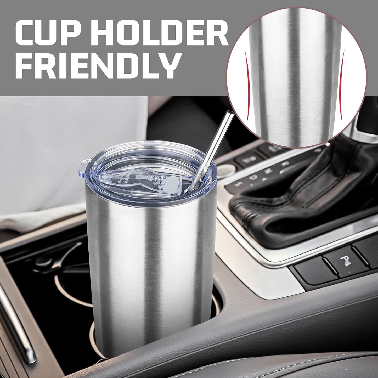20 oz Tumbler with Lids and Straws, Stainless Steel Insulated Travel Coffee Mug, Double Wall Vacuum Insulated Tumblers, Powder Coated Coffee Tumbler for Cold & Hot Drinks (Green Tea)
