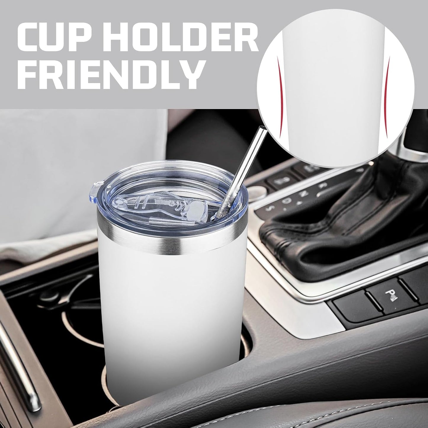 20 oz Tumbler with Lids and Straws, Stainless Steel Insulated Travel Coffee Mug, Double Wall Vacuum Insulated Tumblers, Powder Coated Coffee Tumbler for Cold & Hot Drinks (Green Tea)