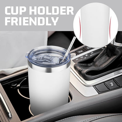 20 oz Tumbler with Lids and Straws, Stainless Steel Insulated Travel Coffee Mug, Double Wall Vacuum Insulated Tumblers, Powder Coated Coffee Tumbler for Cold & Hot Drinks (Green Tea)