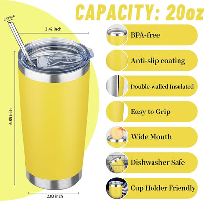 20 oz Tumbler with Lids and Straws, Stainless Steel Insulated Travel Coffee Mug, Double Wall Vacuum Insulated Tumblers, Powder Coated Coffee Tumbler for Cold & Hot Drinks (Green Tea)