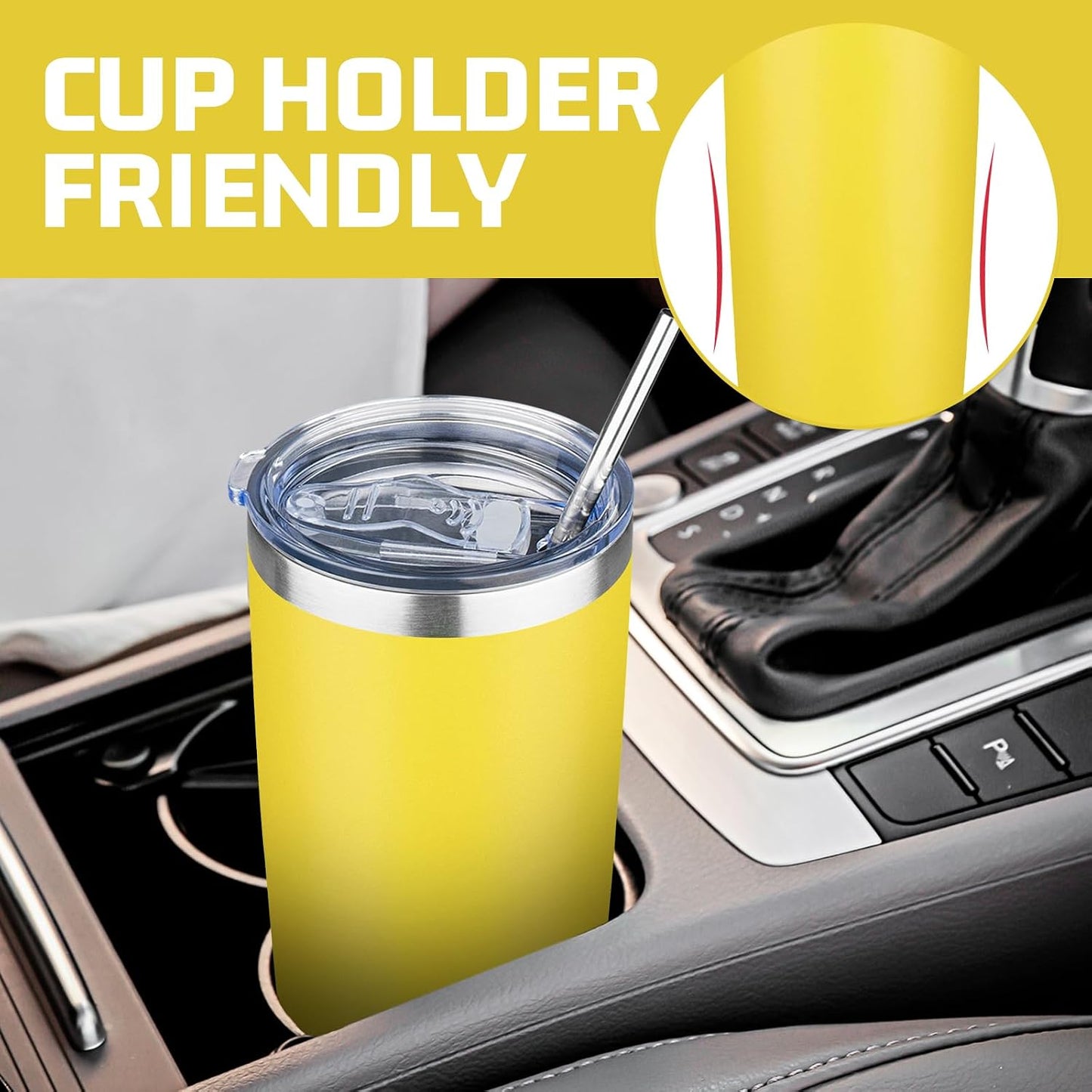 20 oz Tumbler with Lids and Straws, Stainless Steel Insulated Travel Coffee Mug, Double Wall Vacuum Insulated Tumblers, Powder Coated Coffee Tumbler for Cold & Hot Drinks (Green Tea)