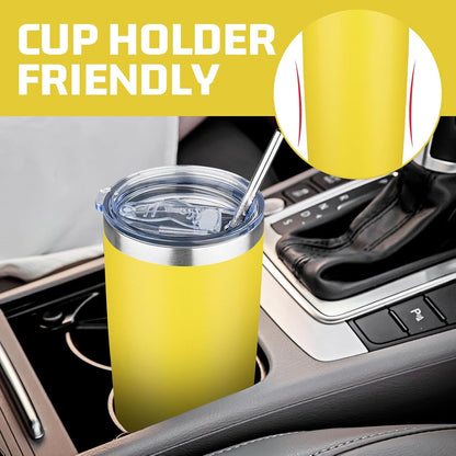 20 oz Tumbler with Lids and Straws, Stainless Steel Insulated Travel Coffee Mug, Double Wall Vacuum Insulated Tumblers, Powder Coated Coffee Tumbler for Cold & Hot Drinks (Green Tea)
