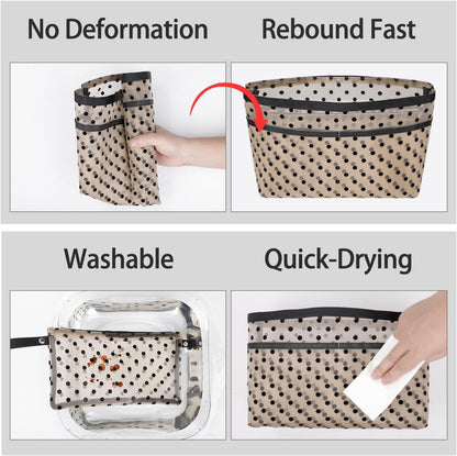 Purse Organizer Insert For Handbags,Mesh Bag Organizer Insert With Zipper Bag Tote Shaper Fit Speedy Neverful PM MM le Pliage,Light Weight (Black, Medium)
