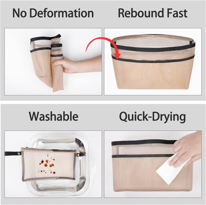 Purse Organizer Insert For Handbags,Mesh Bag Organizer Insert With Zipper Bag Tote Shaper Fit Speedy Neverful PM MM le Pliage,Light Weight (Black, Medium)