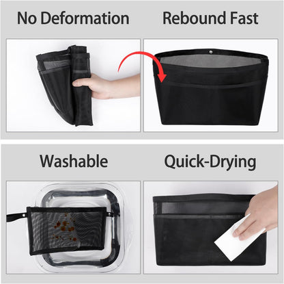 Purse Organizer Insert For Handbags,Mesh Bag Organizer Insert With Zipper Bag Tote Shaper Fit Speedy Neverful PM MM le Pliage,Light Weight (Black, Medium)
