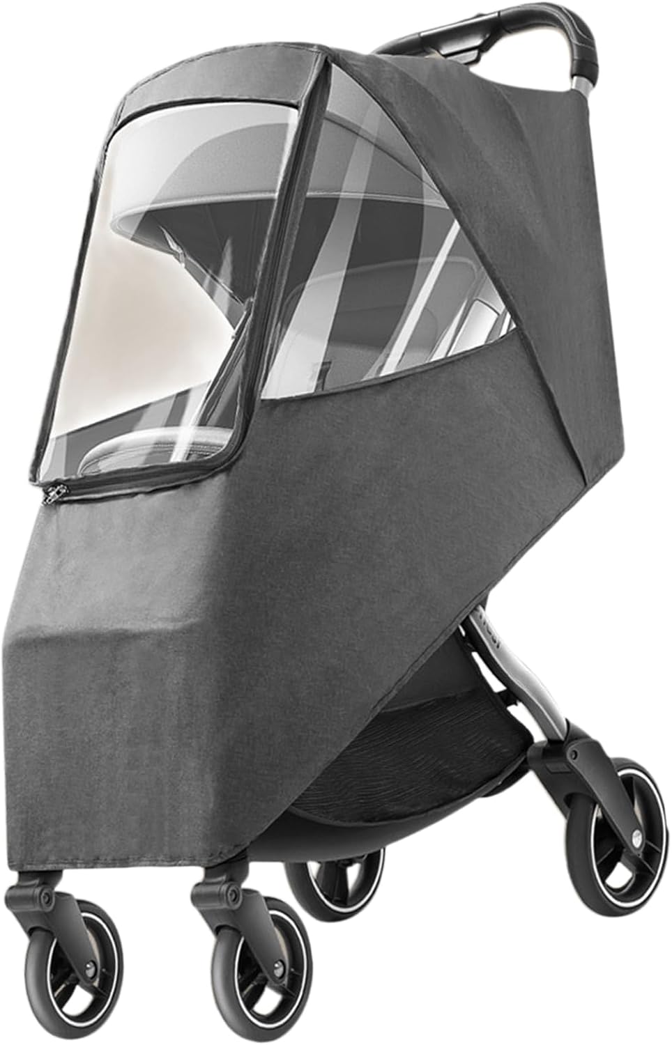 Toddler Travel Weather Stroller Raincoat, Breathable Coldproof Stroller Rain Cover for Rainy Day (Linen Gray)
