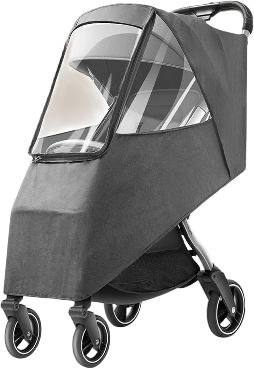 Toddler Travel Weather Stroller Raincoat, Breathable Coldproof Stroller Rain Cover for Rainy Day (Linen Gray)