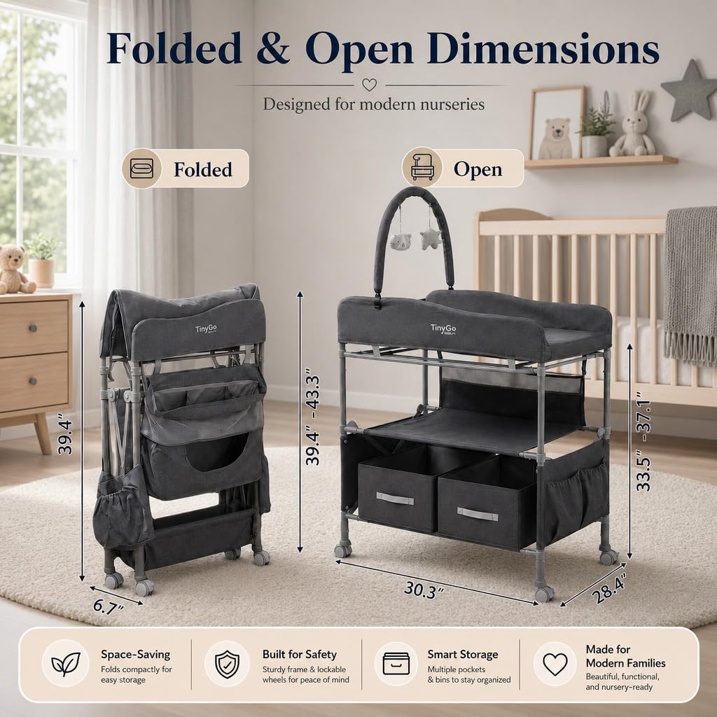 Portable Baby Changing Table with Wheels