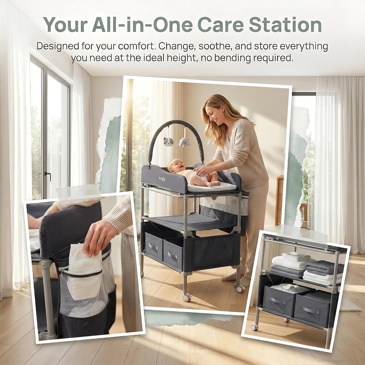 Portable Baby Changing Table with Wheels
