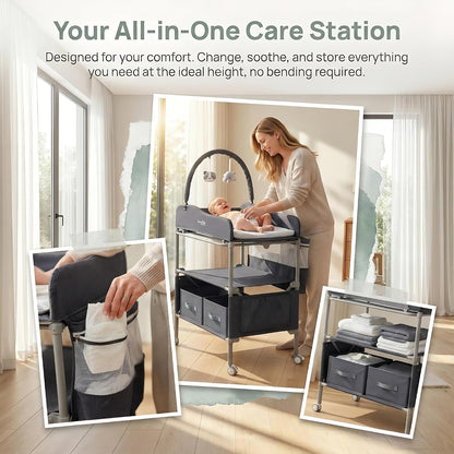 Portable Baby Changing Table with Wheels