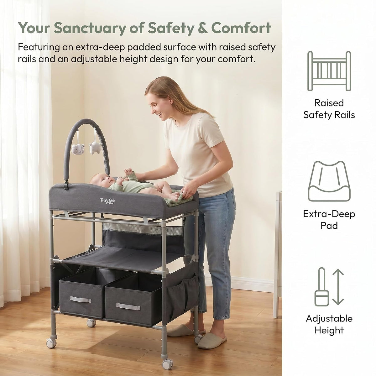 Portable Baby Changing Table with Wheels
