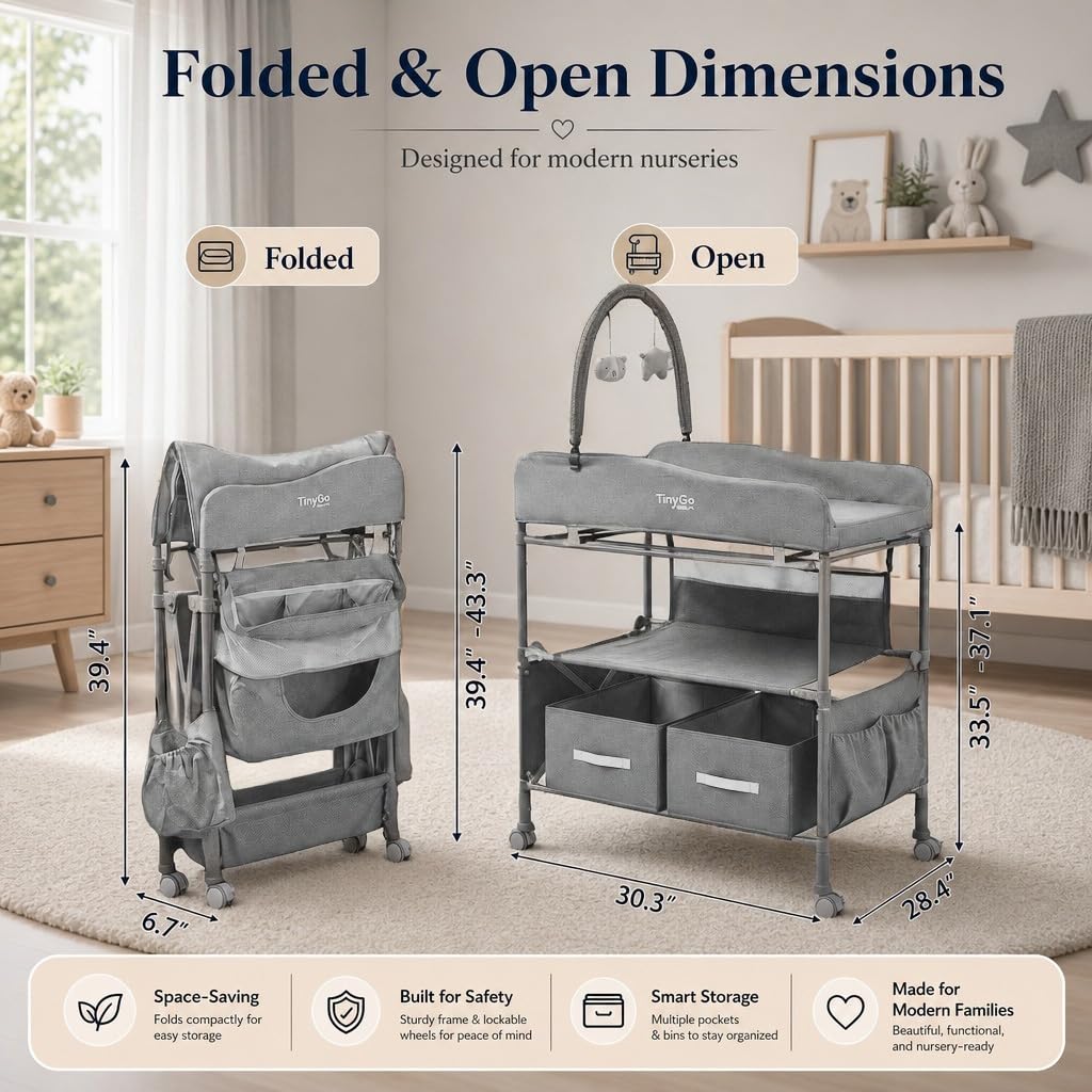 Portable Baby Changing Table with Wheels