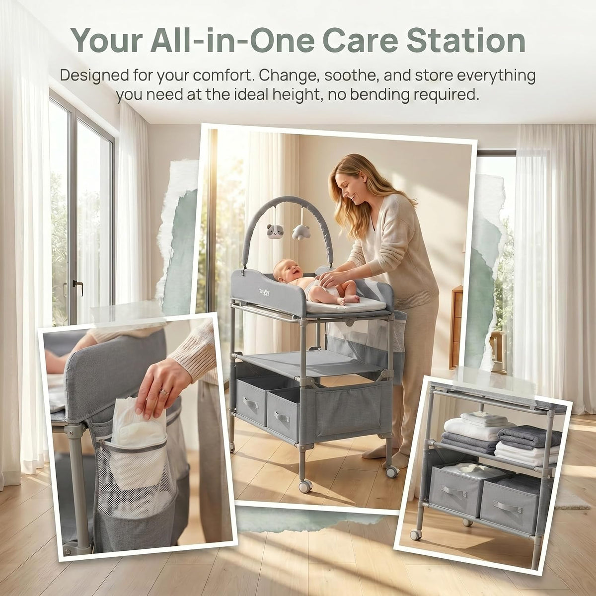 Portable Baby Changing Table with Wheels