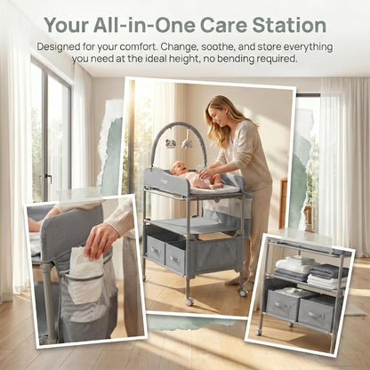Portable Baby Changing Table with Wheels