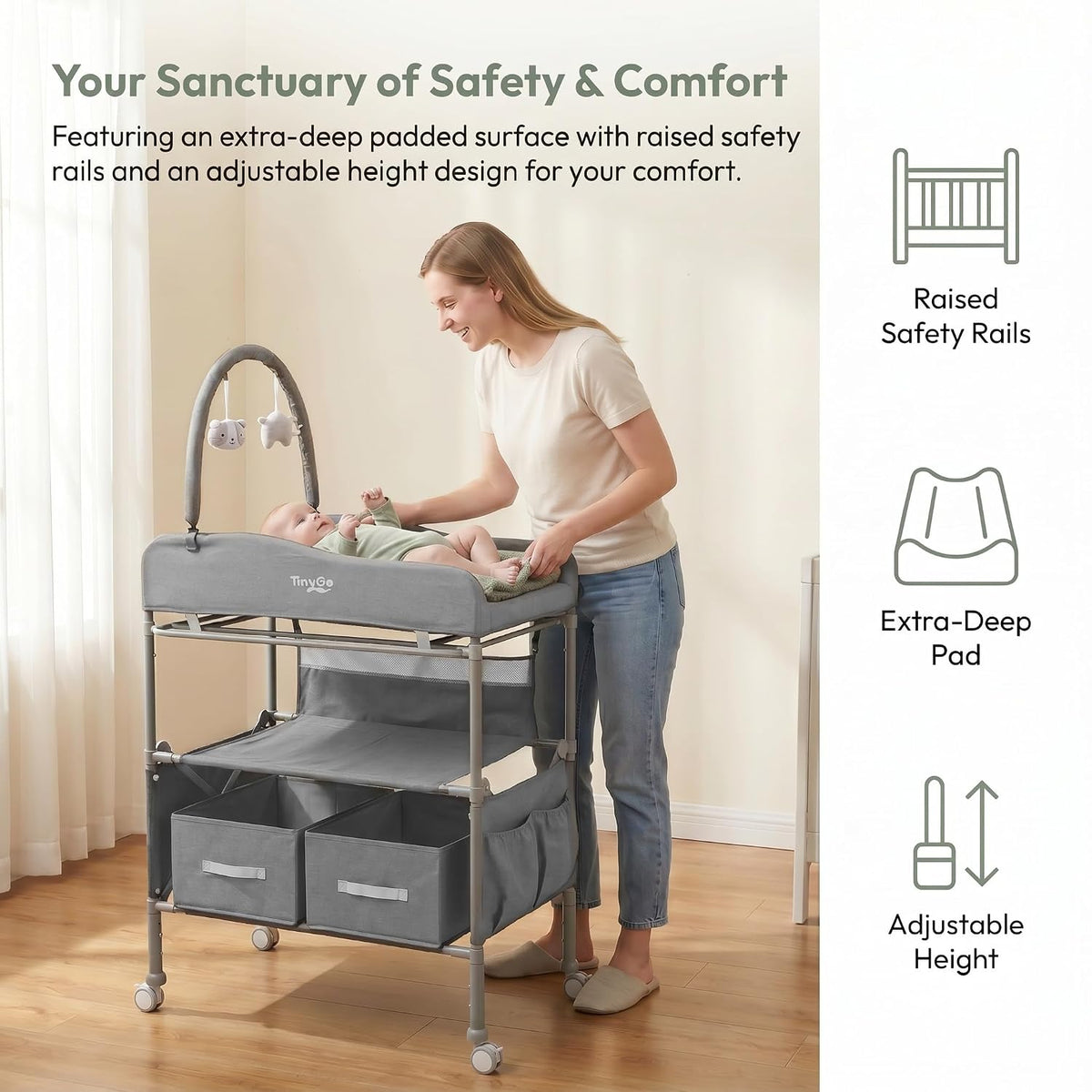 Portable Baby Changing Table with Wheels