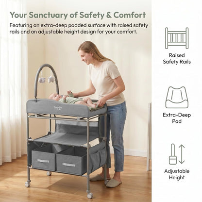 Portable Baby Changing Table with Wheels