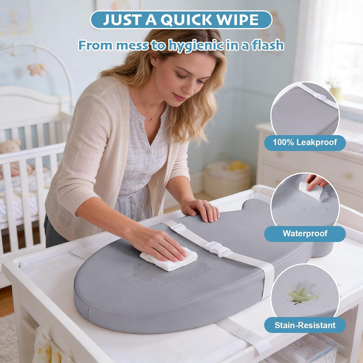 Baby Diaper Changing Pad, Wipeable Portable Baby Changing Pads for Dresser