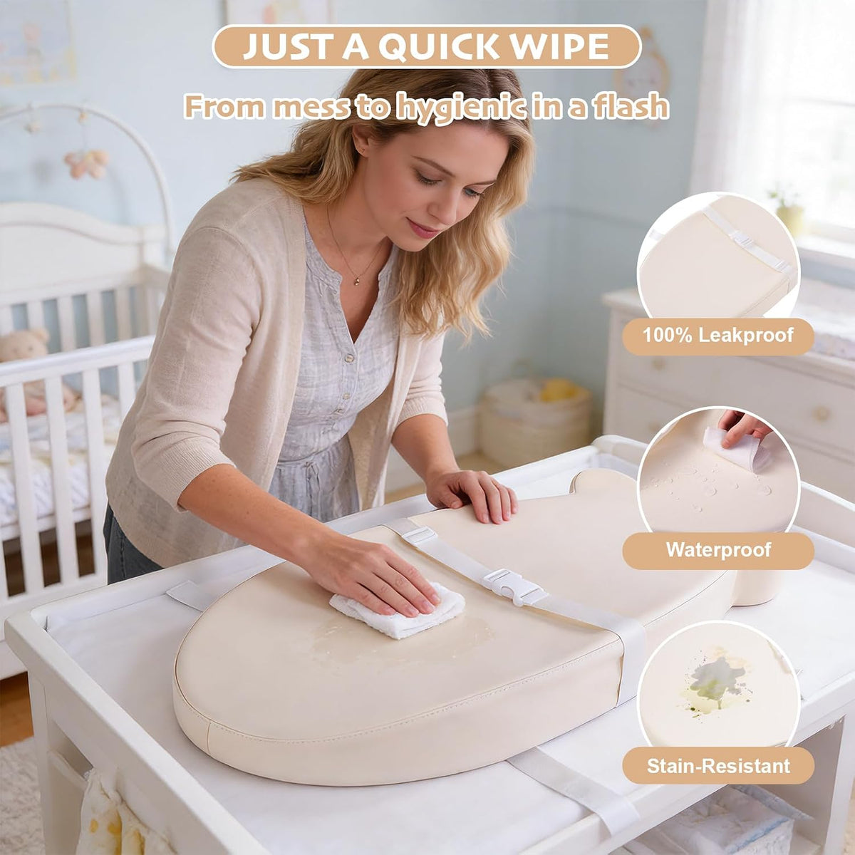 Baby Diaper Changing Pad, Wipeable Portable Baby Changing Pads for Dresser