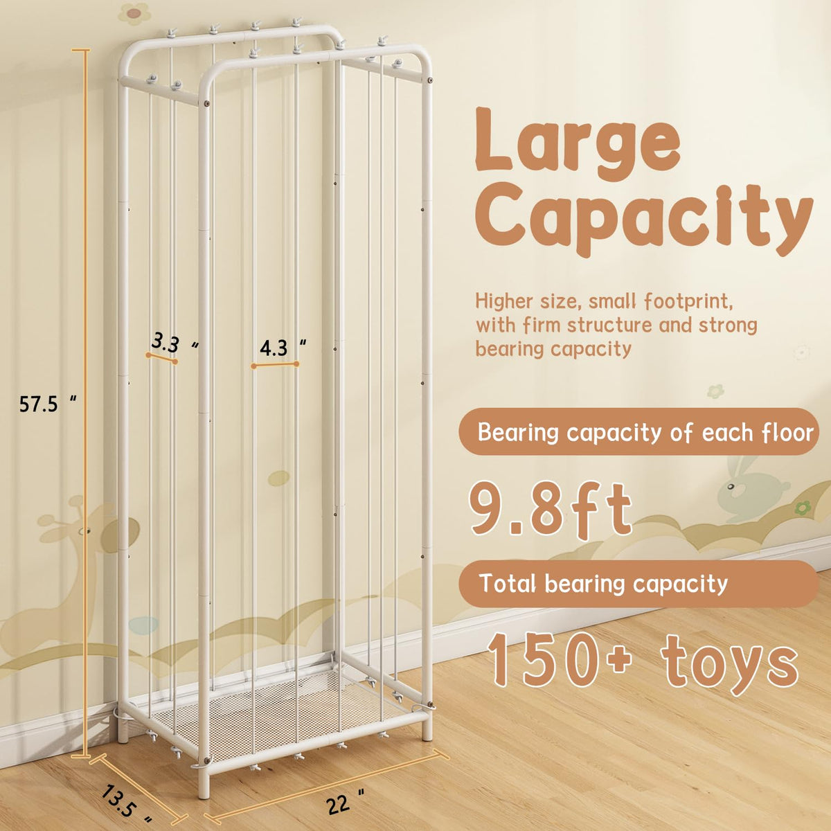 All Metal Stuffed Animal Storage Zoo, Extra Large Plush Toy Organizer Rack