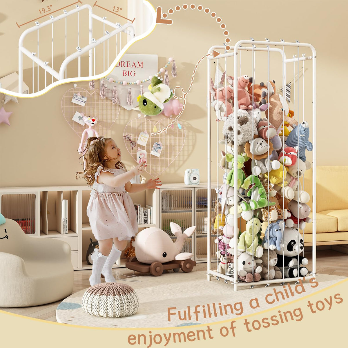 All Metal Stuffed Animal Storage Zoo, Extra Large Plush Toy Organizer Rack