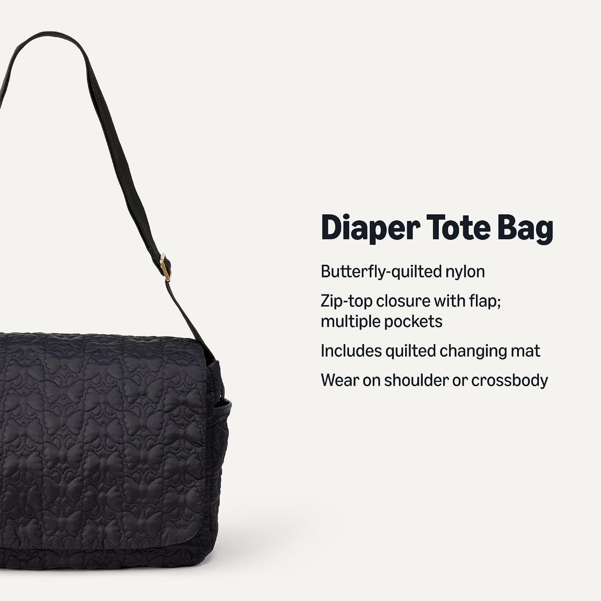 x Sofia Grainge Women's Quilted Diaper Tote Bag with Multiple Pockets, Zip-top Closure with Flap