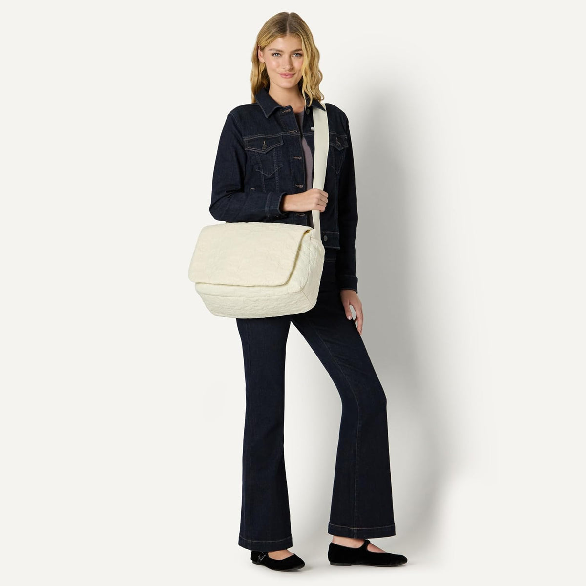 x Sofia Grainge Women's Quilted Diaper Tote Bag with Multiple Pockets, Zip-top Closure with Flap