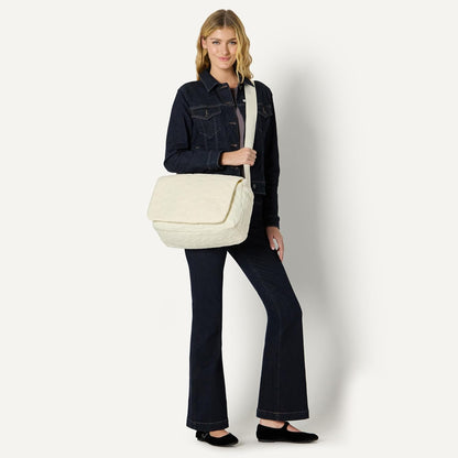 x Sofia Grainge Women's Quilted Diaper Tote Bag with Multiple Pockets, Zip-top Closure with Flap