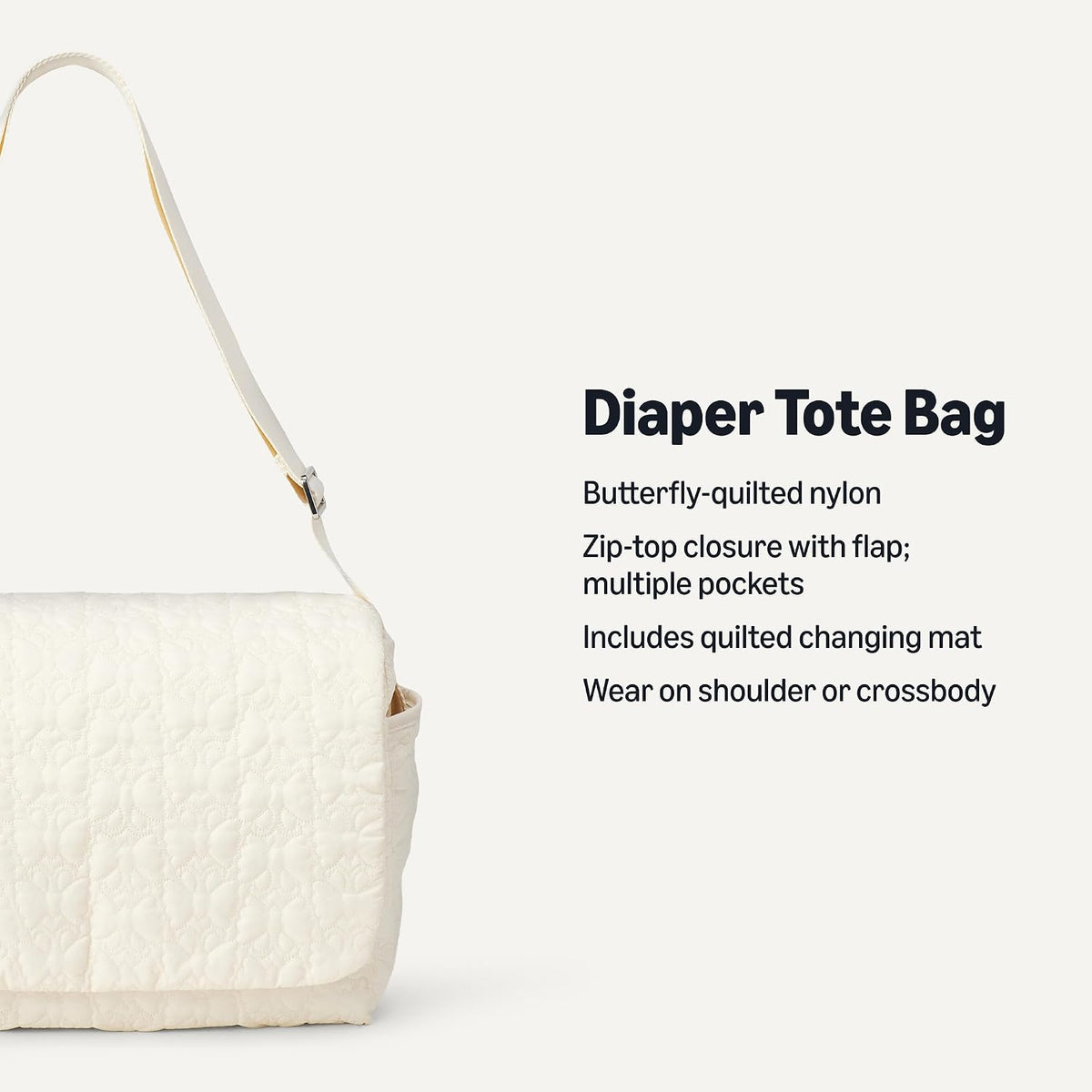 x Sofia Grainge Women's Quilted Diaper Tote Bag with Multiple Pockets, Zip-top Closure with Flap