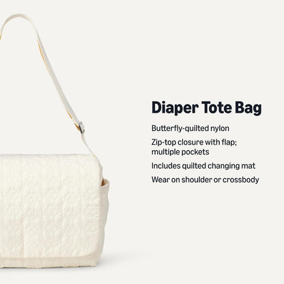x Sofia Grainge Women's Quilted Diaper Tote Bag with Multiple Pockets, Zip-top Closure with Flap