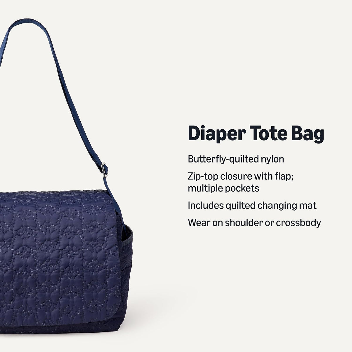 x Sofia Grainge Women's Quilted Diaper Tote Bag with Multiple Pockets, Zip-top Closure with Flap