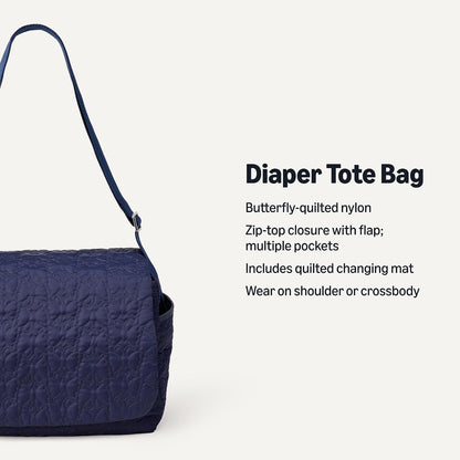 x Sofia Grainge Women's Quilted Diaper Tote Bag with Multiple Pockets, Zip-top Closure with Flap