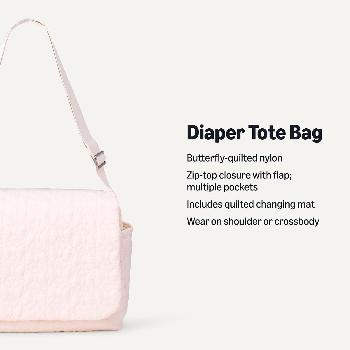 x Sofia Grainge Women's Quilted Diaper Tote Bag with Multiple Pockets, Zip-top Closure with Flap