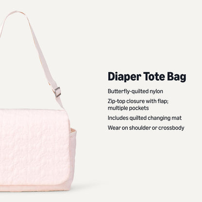 x Sofia Grainge Women's Quilted Diaper Tote Bag with Multiple Pockets, Zip-top Closure with Flap