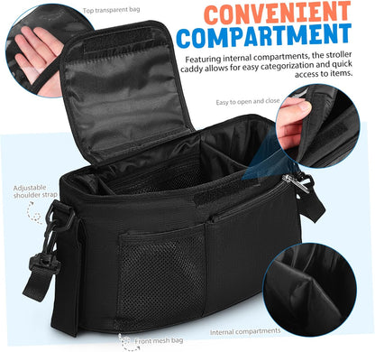 Universal Stroller Organizer Insulated Cup Holder Detachable Phone Bag for Baby Strollers Walkers and Scooters