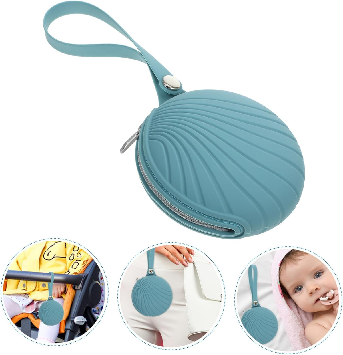 Pacifier Storage Bag Silicone Case Zipper for Stroller Diaper Bag Travel Holds Pacifiers Essentials