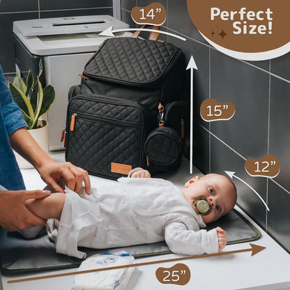 Large Diaper Bag Backpack for Mom & Dad | Unisex Baby Travel Bag | 15 Pockets | Changing Pad | Stroller Straps | Stylish & Washable | Newborn Essentials | Army Green