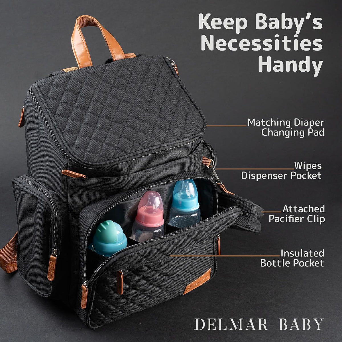 Large Diaper Bag Backpack for Mom & Dad | Unisex Baby Travel Bag | 15 Pockets | Changing Pad | Stroller Straps | Stylish & Washable | Newborn Essentials | Army Green