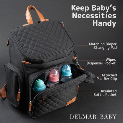 Large Diaper Bag Backpack for Mom & Dad | Unisex Baby Travel Bag | 15 Pockets | Changing Pad | Stroller Straps | Stylish & Washable | Newborn Essentials | Army Green