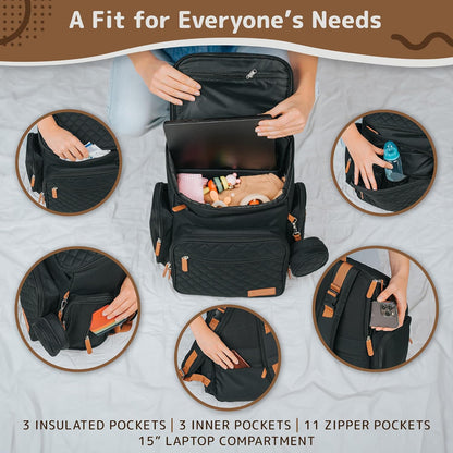 Large Diaper Bag Backpack for Mom & Dad | Unisex Baby Travel Bag | 15 Pockets | Changing Pad | Stroller Straps | Stylish & Washable | Newborn Essentials | Army Green