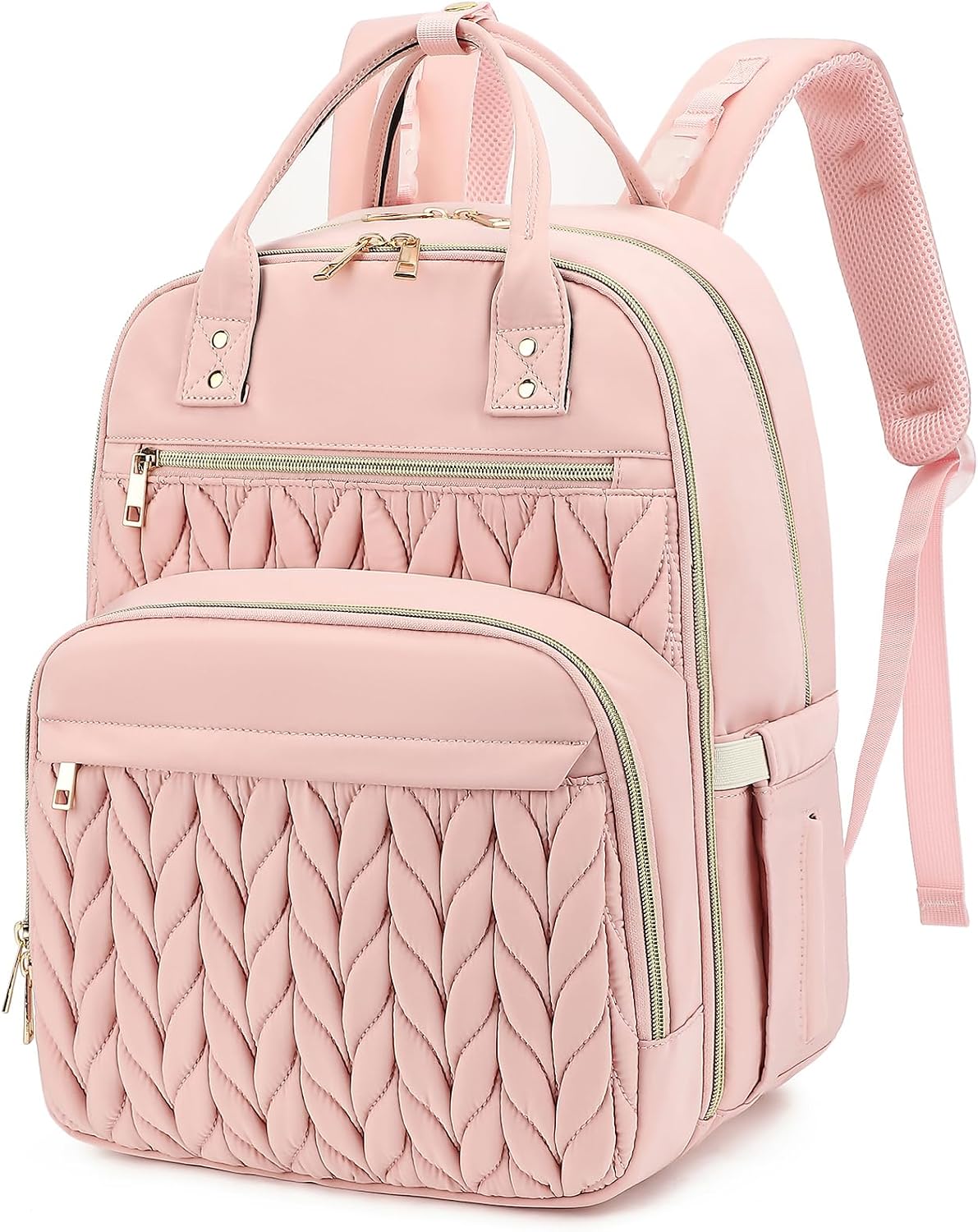 Quilted Baby Diaper Bag Backpack for Women, Baby Girls Boys Nappy Bags with Stroller Straps Insulated Pockets (Black)