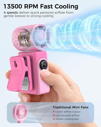 Clip-On Portable Fan for Strollers, Handheld Turbo Fan for Travel