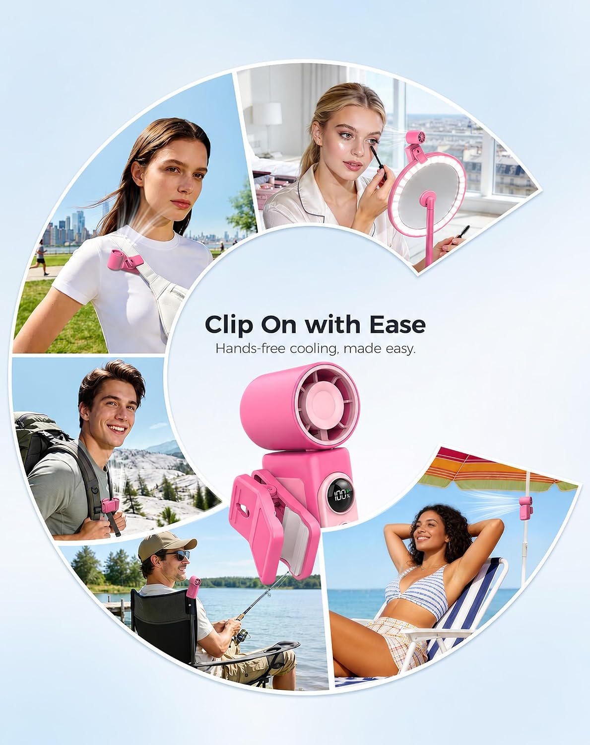 Clip-On Portable Fan for Strollers, Handheld Turbo Fan for Travel