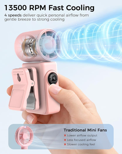 Clip-On Portable Fan for Strollers, Handheld Turbo Fan for Travel